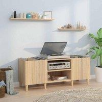 Berkfield Home Record Cabinet Sonoma Oak 121x38x48 cm Engineered Wood in Light Brown | Size: 121 x 38 x 48 cm