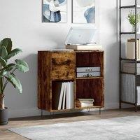 Berkfield Home Record Cabinet Smoked Oak 84.5x38x89 cm Engineered Wood in Brown