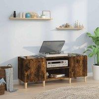 Berkfield Home Record Cabinet Smoked Oak 121x38x48 cm Engineered Wood in Brown | Size: 121 x 38 x 48 cm