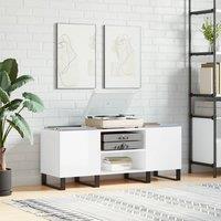 Berkfield Home Record Cabinet High Gloss White 121x38x48 cm Engineered Wood | Size: 121 x 38 x 48 cm