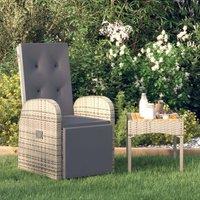 Berkfield Home Reclining Garden Chair with Cushions Grey Poly Rattan