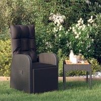 Berkfield Home Reclining Garden Chair with Cushions Black Poly Rattan