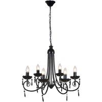 Berkfield Home Pendant Ceiling Lamp Elegant Chandelier Black 6 Bulb Sockets