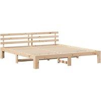 Berkfield Home Pine Wood Bed Frame Natural Solid Pine wood 200 x 200 cm Durable in Light Tan