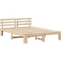 Berkfield Home Pine Wood Bed Frame Natural Solid Pine wood 140 x 200 cm in Light Beige