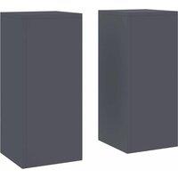 Berkfield Home Outdoor Plant Stands Pillar 2 pcs Anthracite 24x24x55 cm Steel in Charcoal | Size: 24 x 24 x 55 cm