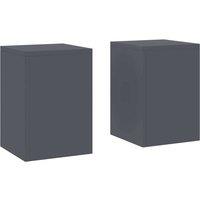 Berkfield Home Outdoor Plant Stands Pillar 2 pcs Anthracite 24x24x35 cm Steel in Dark Grey | Size: 24 x 24 x 35 cm