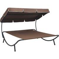 Berkfield Home Outdoor Lounge Bed with Canopy Brown