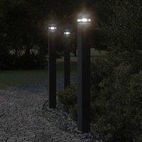 Berkfield Home Outdoor Floor Lamps with Sensors 3pcs Black 110 cm Aluminium