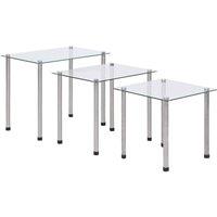 Berkfield Home Nesting Tables 3 pcs Transparent Tempered Glass in Clear