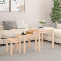 Berkfield Home Nesting Tables 3 pcs Solid Wood Pine in Light Brown