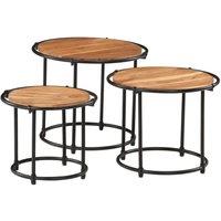 Berkfield Home Nesting Tables 3 pcs Solid Wood Acacia in Brown