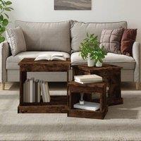 Berkfield Home Nesting Tables 3 pcs Smoked Oak Engineered Wood in Brown