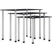 Berkfield Home Nesting Tables 3 pcs Black Tempered Glass