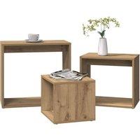 Berkfield Home Nesting Tables 3 pcs Artisan Oak Engineered Wood in Brown