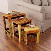 Berkfield Home Nesting Table Set 3 Pieces Vintage Reclaimed Wood