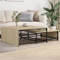 Berkfield Home Nesting Coffee Tables 2 pcs Sonoma Oak Engineered Wood & Metal in Natural