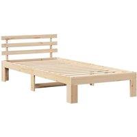 Berkfield Home Natural Pine Wood Bed Frame Natural Solid Pine wood 90 x 200 cm in Beige