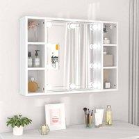 Berkfield Home Mirror Cabinet with LED White 76x15x55 cm | Size: 76 x 15 x 55 cm