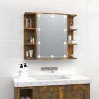 Berkfield Home Mirror Cabinet with LED Smoked Oak 70x16.5x60 cm in Brown