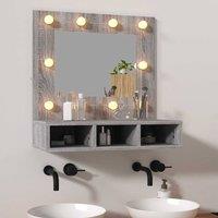 Berkfield Home Mirror Cabinet with LED Grey Sonoma 60x31.5x62 cm