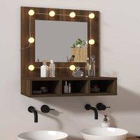Berkfield Home Mirror Cabinet with LED Brown Oak 60x31.5x62 cm