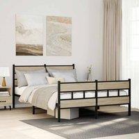 Berkfield Home Metal Bed Frame without Mattress Sonoma Oak 135x190 cm Double in Natural