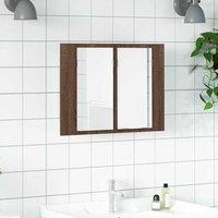 Berkfield Home LED Mirror Cabinet Brown Oak 60x12x45 cm Engineered Wood | Size: 60 x 12 x 45 cm