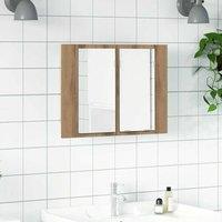 Berkfield Home LED Mirror Cabinet Artisan Oak 60x12x45 cm Engineered Wood in Brown | Size: 60 x 12 x 45 cm