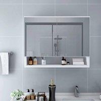 Berkfield Home LED Bathroom Mirror Cabinet White 80x15x60 cm MDF | Size: 80 x 15 x 60 cm