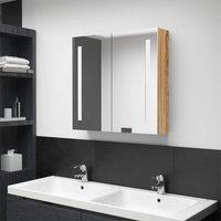 Berkfield Home LED Bathroom Mirror Cabinet Oak 62x14x60 cm in Brown | Size: 62 x 14 x 60 cm