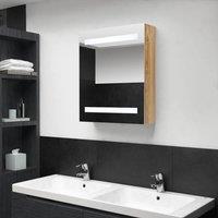 Berkfield Home LED Bathroom Mirror Cabinet Oak 50x14x60 cm in Brown | Size: 50 x 14 x 60 cm