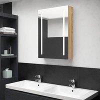 Berkfield Home LED Bathroom Mirror Cabinet Oak 50x13x70 cm in Brown | Size: 50 x 13 x 70 cm