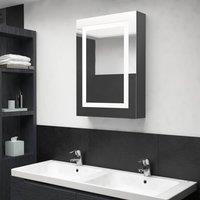Berkfield Home LED Bathroom Mirror Cabinet Grey 50x13x70 cm | Size: 50 x 13 x 70 cm