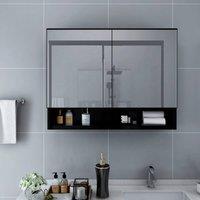 Berkfield Home LED Bathroom Mirror Cabinet Black 80x15x60 cm MDF | Size: 80 x 15 x 60 cm