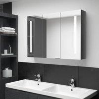 Berkfield Home LED Bathroom Mirror Cabinet 89x14x62 cm Shining Grey | Size: 89 x 14 x 62 cm