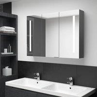 Berkfield Home LED Bathroom Mirror Cabinet 89x14x62 cm Grey | Size: 89 x 14 x 62 cm