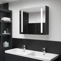 Berkfield Home LED Bathroom Mirror Cabinet 89x14x62 cm in Black | Size: 89 x 14 x 62 cm
