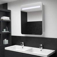 Berkfield Home LED Bathroom Mirror Cabinet 68x9x80 cm in White | Size: 68 x 9 x 80 cm