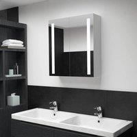 Berkfield Home LED Bathroom Mirror Cabinet 60x14x62 cm in White | Size: 60 x 14 x 62 cm