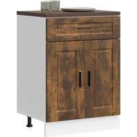 Berkfield Home Kitchen Base Cabinet Porto Smoked Oak Engineered Wood in Brown