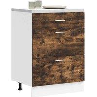 Berkfield Home Kitchen Base Cabinet Smoked Oak Engineered Wood in Brown
