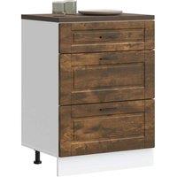 Berkfield Home Kitchen Base Cabinet Porto Smoked Oak Engineered Wood in Brown