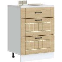 Berkfield Home Kitchen Base Cabinet Lucca Sonoma Oak Engineered Wood in Tan