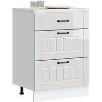 Berkfield Home Kitchen Base Cabinet Lucca High Gloss White Engineered Wood