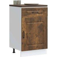 Berkfield Home Kitchen Base Cabinet Kalmar Smoked Oak Engineered Wood in Brown