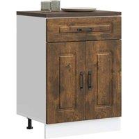 Berkfield Home Kitchen Base Cabinet Kalmar Smoked Oak Engineered Wood in Brown