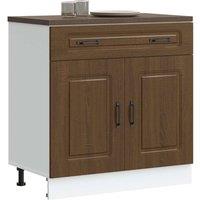Berkfield Home Kitchen Base Cabinet Kalmar Brown Oak Engineered Wood