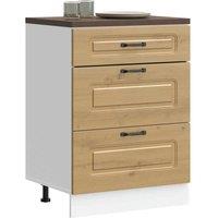 Berkfield Home Kitchen Base Cabinet Kalmar Artisan Oak Engineered Wood in Brown