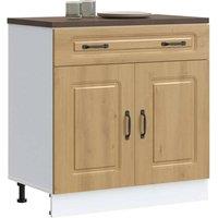 Berkfield Home Kitchen Base Cabinet Kalmar Artisan Oak Engineered Wood in Brown